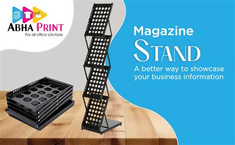 ABHA PRINT Metal Catalogue Stand – Portable Black Magazine, Brochure ...