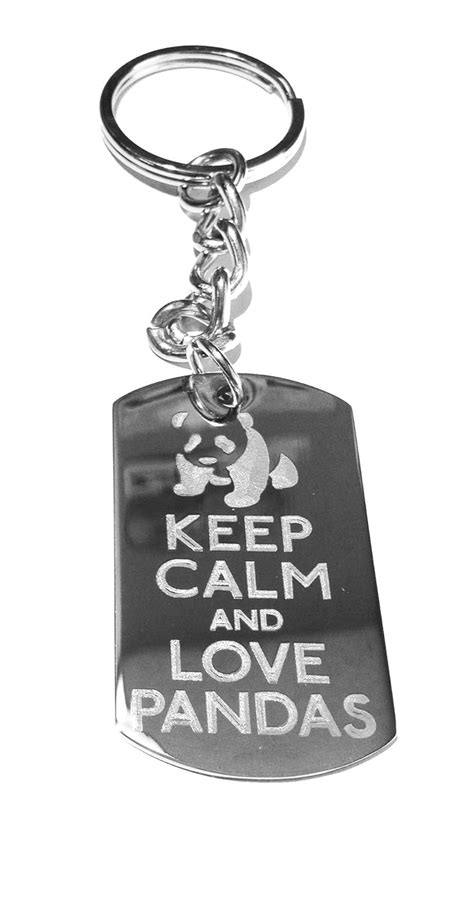 Keep Calm and Love Pandas Panda Bear Symbol Logo - Metal Ring Key Chain ...
