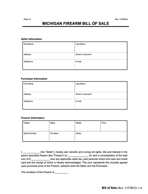 Free Michigan Vehicle Bill of Sale Form | PDF & Word