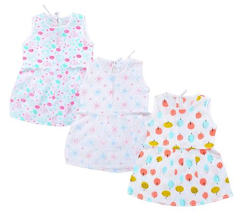 Buy Sathiyas Baby Girls Organic Muslin Cotton Printed Frocks - (3-6 ...