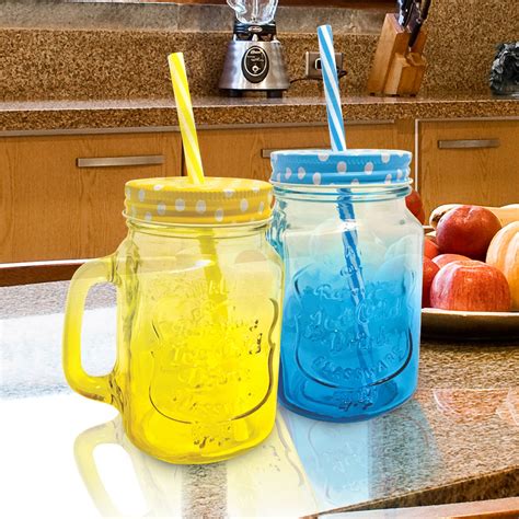 Wonderchef Mason Jar Set 450Ml (Yellow) | Best Glass Serving Jars ...