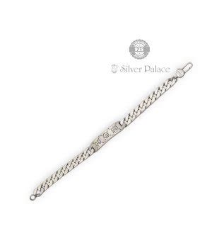 Silver Maan Collection Fancy Design Bracelet For Men - Silver Palace