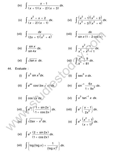 Image result for Integrals Chart Paper Class 12 Project