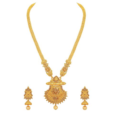 Atasi International Traditional Paisley Design Long Haram Alloy Gold ...