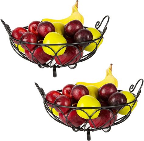 Buy E C Creation Metal 2-Tier Countertop Fruit Basket Bowl Stand for ...