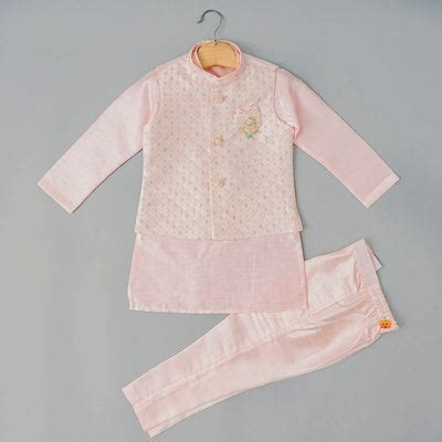 Buy Pink Boys Kurta Pajama with Nehru Jacket – Mumkins