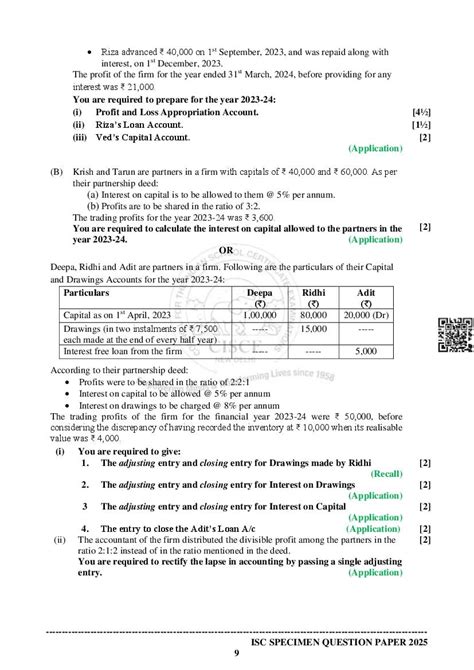 Image result for ISC Accounts Sample Paper Class 12 Sem 2