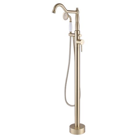 Industrial Freestanding Clawfoot Tub Faucet with Hand Shower, Brass ...
