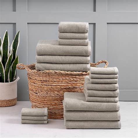 Welhome 18-Piece Flax Cotton Quick Dry Bath Towel Set (The Welhome 18 ...