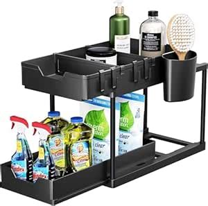 VIROLEP Under Sink Organizers and Storage, 2 Tier Sliding Basket ...