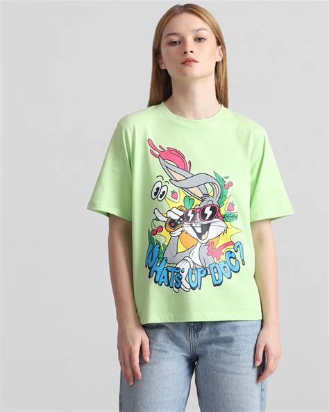 X LOONEY TUNES Fluorescent Green Printed T-shirt