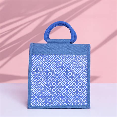 Moroccan Print Jute Lunch Bag
