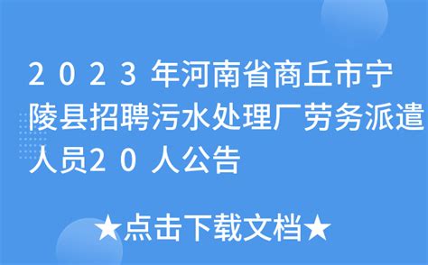 2023年河南省商丘市宁陵县招聘污水处理厂劳务派遣人员20人公告