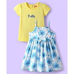 Babyhug 100% Cotton Half Sleeves Inner Tee With Floral Printed & Bow ...