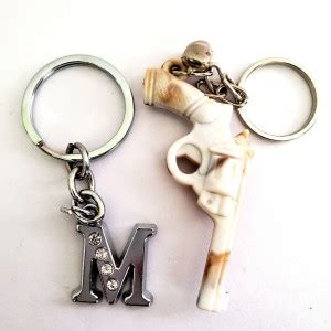 ShopTalk Marble finish Revolver Gun With Alphabet letter M Key Chain ...