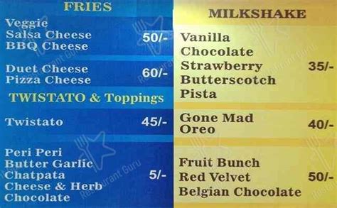 Menu at Mad Over Fries, Bengaluru, 28