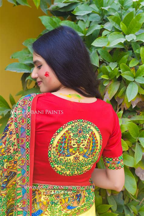 PHAGUA Handpainted Madhubani Georgette Saree Blouse Set – MADHUBANI ...