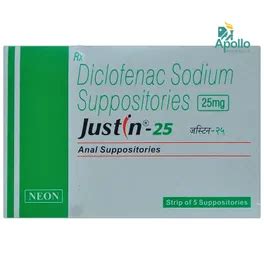 Justin 25 Suppository | Uses, Side Effects, Price | Apollo Pharmacy