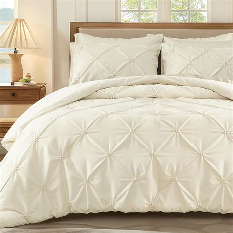 Amazon.com: WOLKI King Size Comforter Set Cream, 3 Pieces Bed ...
