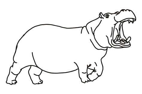The Hippo Opens Its Mouth Wide Line Art Graphic by Arief Sapta Adjie ...