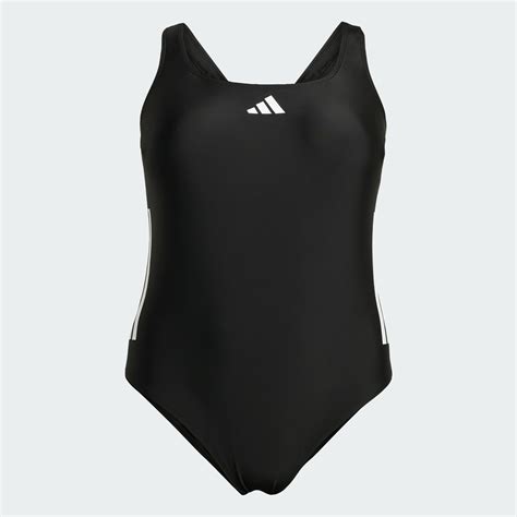 adidas 3-Stripes C-Back Swimsuit (Plus Size) - Black | Free Shipping ...