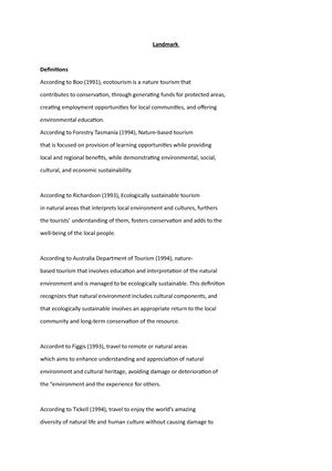 Eco 41 - Short summary note - Ecotourism in Protected Areas Ecotourism ...