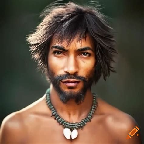 Brazilian indigenous man with striking features in artistic portait on ...