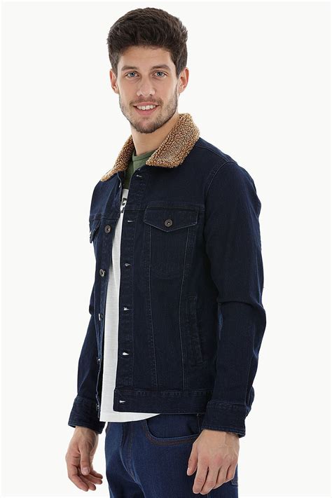 Buy Online Sherpa Collar Indigo Denim Jacket at Zobello.com.