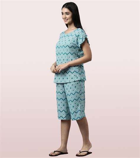 Home Shant Set | Viscose Printed Ruffled Trim Tee And Shant Set – Enamor