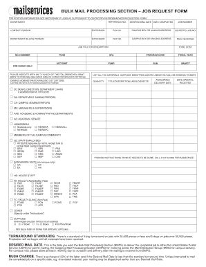 Fillable Online campuslifeservices ucsf BULK MAIL PROCESSING SECTION ...