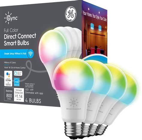 GE Cync Direct Connect Light Bulbs (4 A19 LED Color Changing Light ...