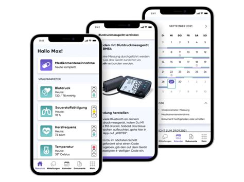 Programmoberflächen der ProHerz App - ProCarement