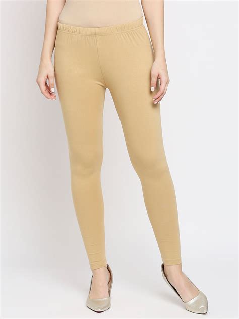 Buy Now,Women's Beige Cotton Lycra Solid Leggings