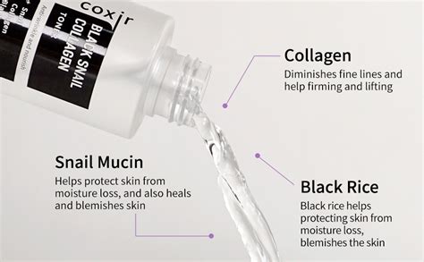 COXIR Black Snail Collagen Toner 150Ml Black-3-Complex: Black Rice ...