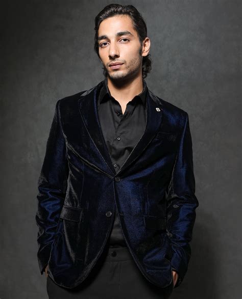 Rare Rabbit Men's Velter Dark Blue Velvet Plain Tailored Fit Full Slee