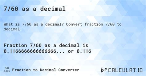 7/60 as a decimal - Calculatio