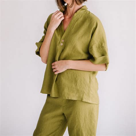 Linen Pajama Set Linen Sleepwear Women Linen Pajamas Linen - Etsy Norway