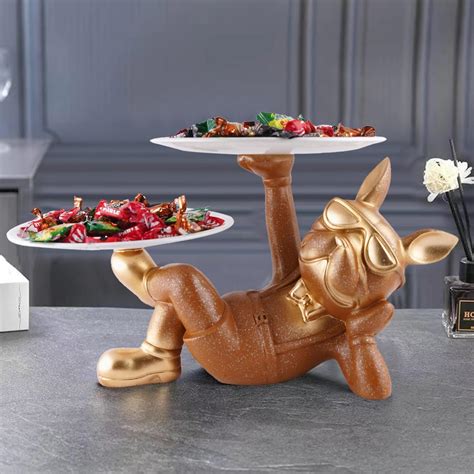 Zart Dog Serving Tray with Handle, Dishes & Plate Holder for Kitchen ...