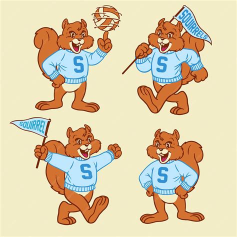 Premium Vector | Set of Squirrels Sport Mascot in Vintage Style