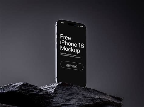 Free iPhone 16 On Rock Mockup PSD - PsFiles