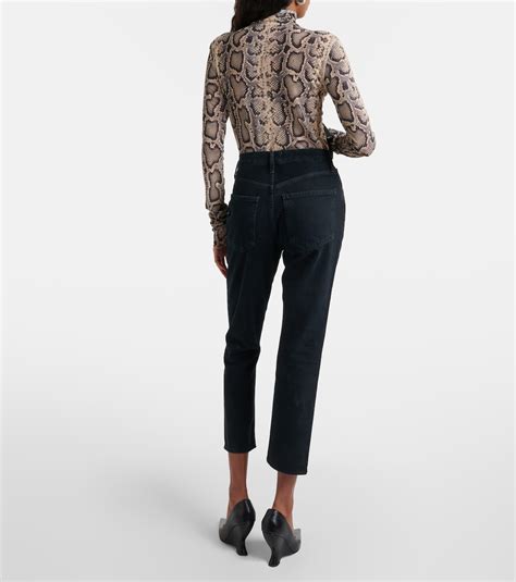 Riley Crop high-rise slim jeans in black - Agolde | Mytheresa