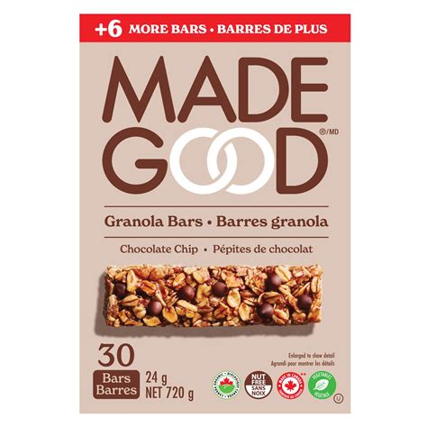 MadeGood Chocolate Chip Granola Bars, 30 × 24 g | Costco