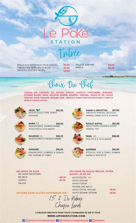 Menu at Poke Station Ste-Thérèse restaurant, Sainte-Thérèse
