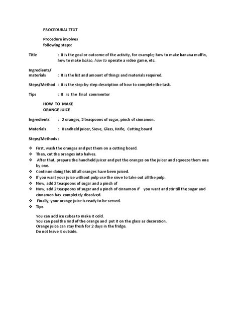 Image result for Example of Pricedural Text Step by Step