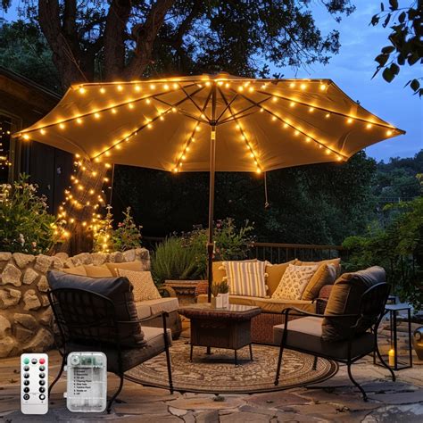 Patio Umbrella Lights Cordless 120 LED Table Umbrella Lights with ...