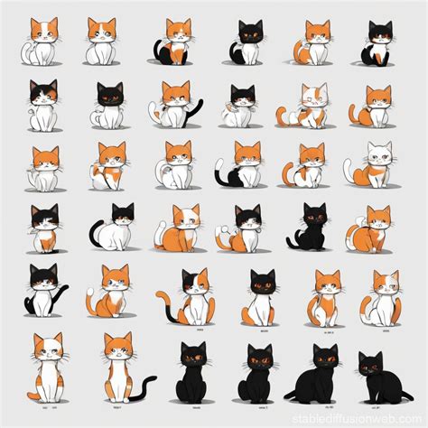 Orange and Black Cat Animation Sprite Sheet | Stable Diffusion Online