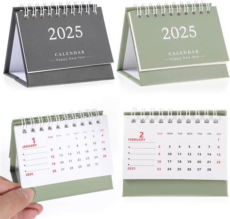 Tyqour 2 Pcs Mini Calendar 2025 Small Mini Desk Calendar January 2025 ...