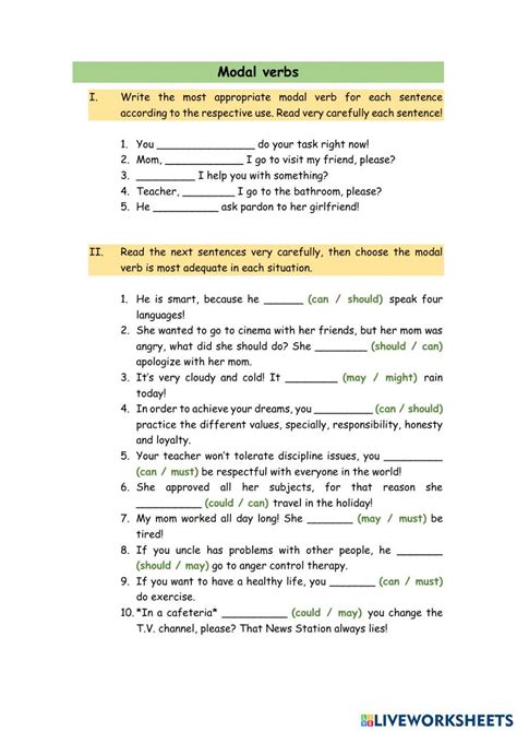 Image result for Modals Worksheet