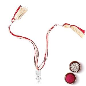 Buy ZULRI 925 Sterling Silver Charm With Gungru Rakhi For Bhabhi (Lumba ...