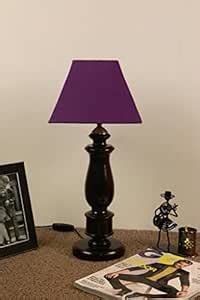 Buy Tucasa Mango Wood Dark Brown Classic Table Lampwith Sq Shade-Purple ...